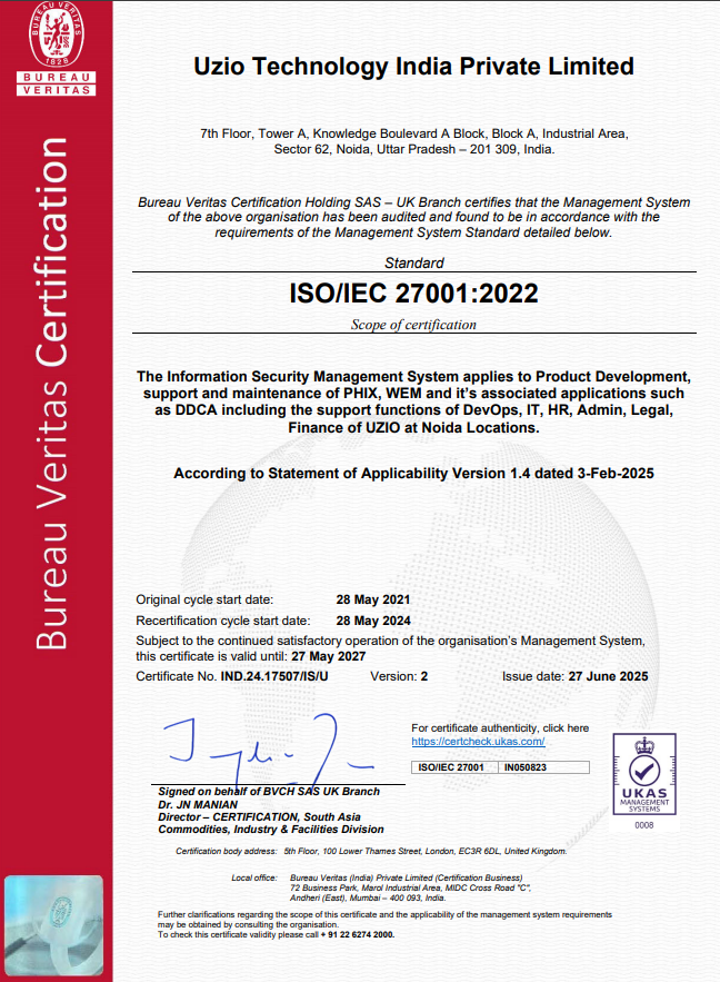 ISO/IEC 27001:2022 Certificate